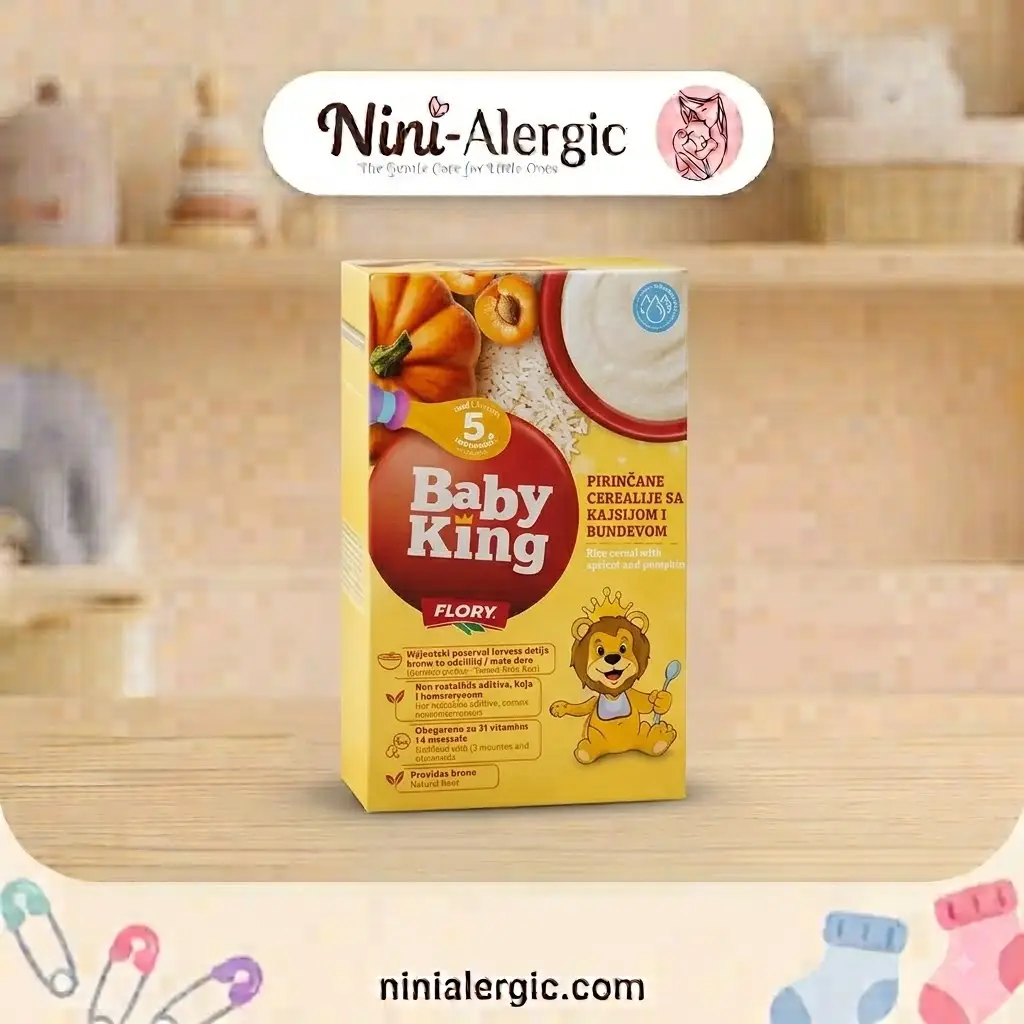 babyking-rice-pumpkin-apricot-cereal-milk-free سرلاک بدون شیر بیبی کینگ - غلات برنج، کدو حلوایی و زردآلو +۵ ماه - تصویر 1