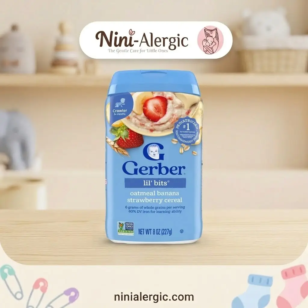 gerber-oatmeal-banana-strawberry-cereal-1 سرلاک جو دوسر، موز و توت فرنگی گربر Gerber بدون شیر - تصویر 1