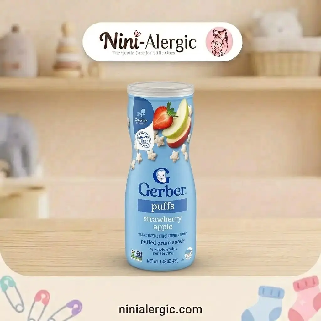 gerber-puffs-strawberry-apple پاف بدون شیر گربر طعم سیب و توتفرنگی 42 گرم - تصویر 1