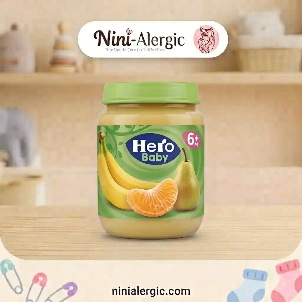hero-baby-puree-banana-tangerine-pear پوره میوه موز، نارنگی و گلابی هیرو بیبی (Hero Baby) - ۱۲۵ گرم - تصویر 1